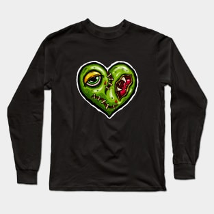 Zombie Heart Stitched Plaster Green Valentines Day Long Sleeve T-Shirt